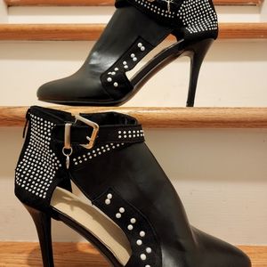 Pointed Toe Leather Rhinestone Buckle Strap 4 in High Heel Stiletto Punk Size 43